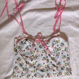 Cider Floral Smocked Top with Pink Accents